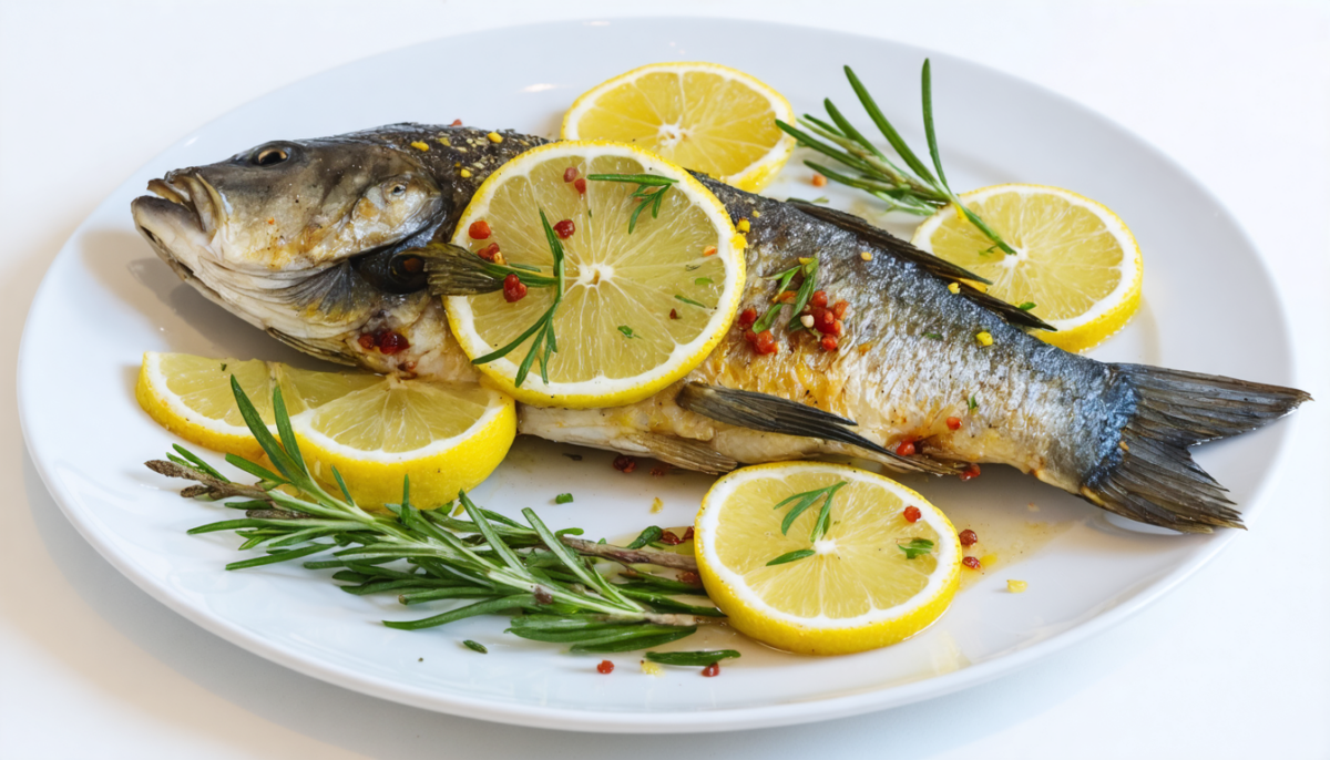 savourez un bar rôti au four doré, servi avec une onctueuse crème d'oseille et des échalotes fondantes pour un plat raffiné et plein de saveurs.