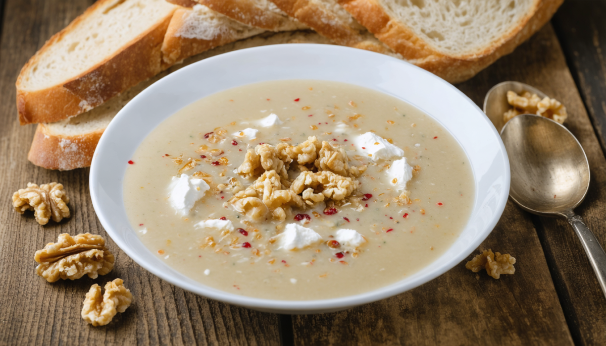 découvrez notre recette de soupe légère de topinambours, sublimée par le fromage fondant et les noix croquantes, pour un repas savoureux et réconfortant.