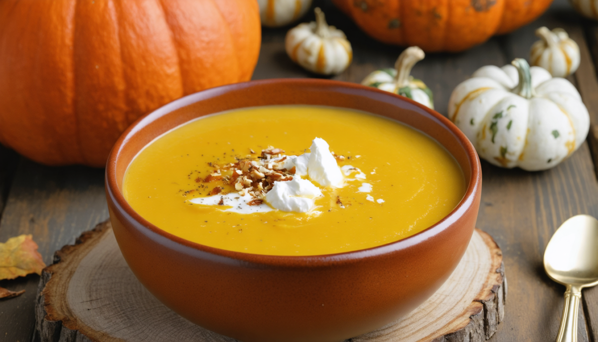 découvrez notre recette de velouté de potimarron et chèvre frais, un plat gourmand et réconfortant parfait pour les soirées d'automne.