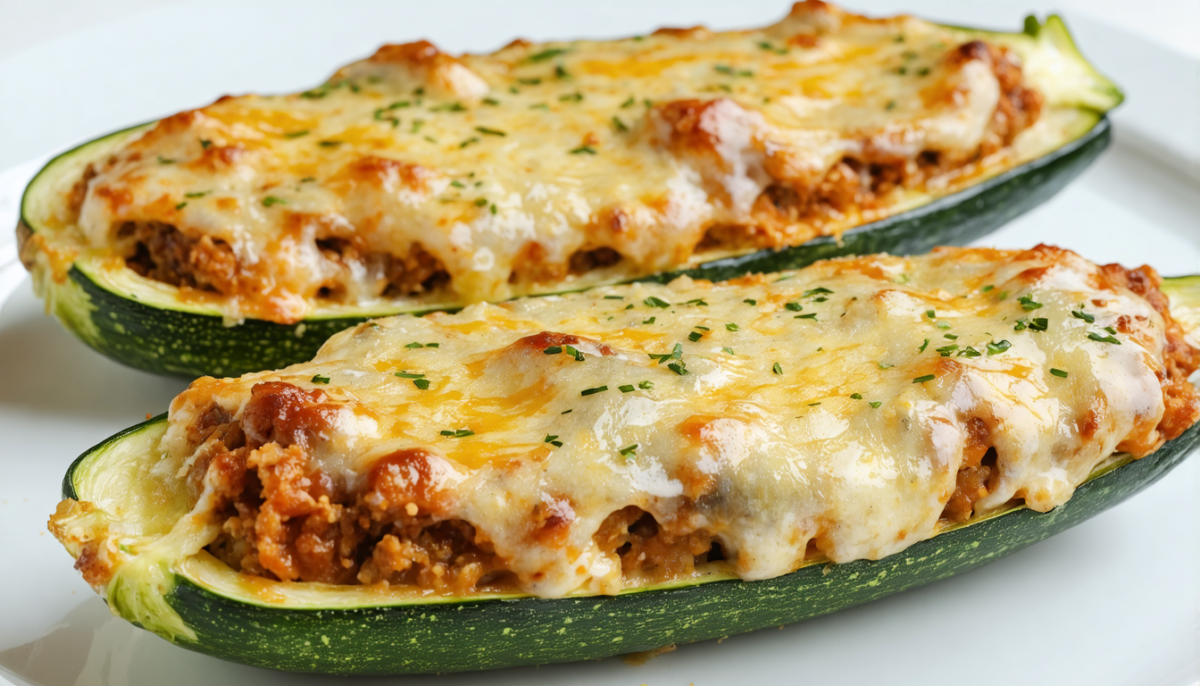 découvrez notre recette savoureuse de courgettes farcies à la viande hachée, agrémentées de tomates fraîches et de fromage fondant gratiné pour un plat gourmand et réconfortant.