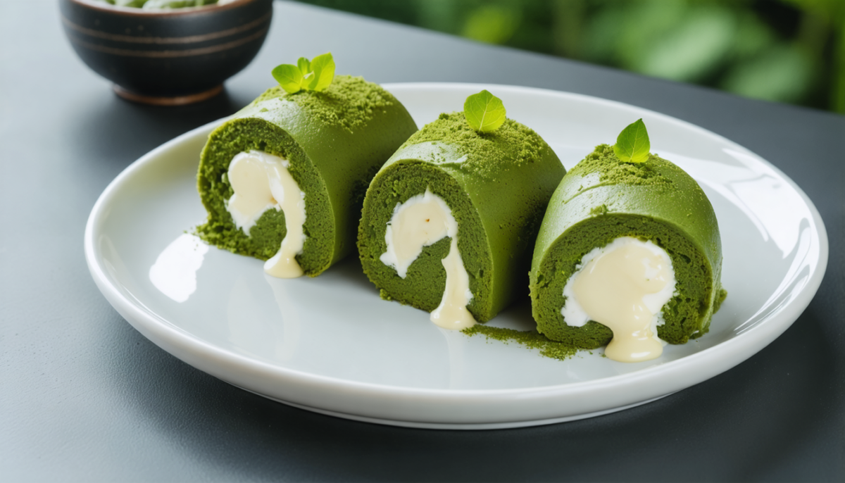 découvrez notre recette légère et savoureuse de roulés au matcha et crème vanillée, un dessert délicatement parfumé pour ravir vos papilles.