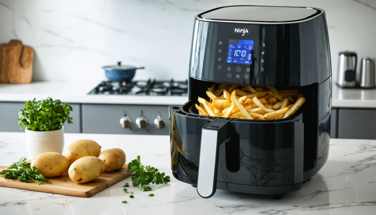 découvrez la friteuse ninja double stack xl sl400euwh de 9,5 l pour une cuisson saine sans huile. profitez de repas délicieux et croustillants grâce à sa technologie innovante et sa grande capacité.