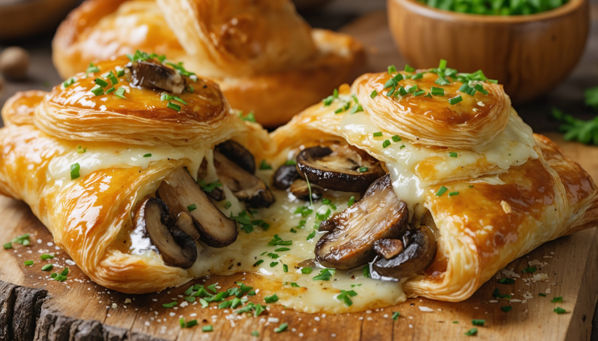 découvrez nos feuilletés aux champignons et fromage à raclette fondant, un délice croustillant parfait pour vos apéritifs et repas gourmands.