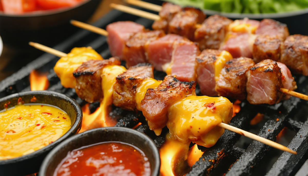 découvrez une raclette revisitée aux saveurs yakitori, un trio gourmand alliant tradition suisse et goût japonais pour une expérience culinaire unique et savoureuse.