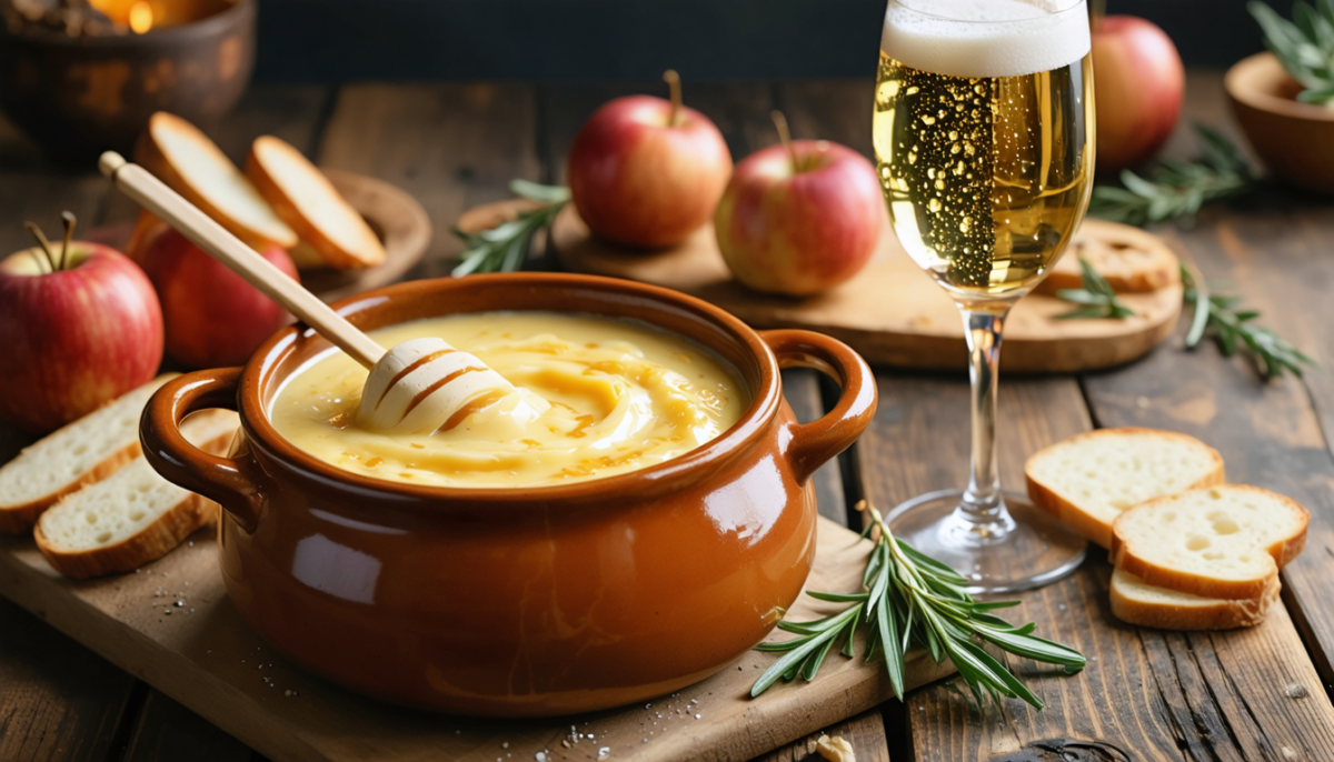 savourez une fondue onctueuse au camembert normand, relevée par la fraîcheur d'un cidre pétillant. une recette gourmande et authentique à découvrir absolument !