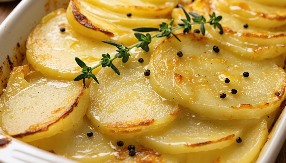 savourez notre gratin de pommes de terre fondant, inspiré de la raclette, alliant fromage fondant et saveurs gourmandes pour un plat réconfortant.