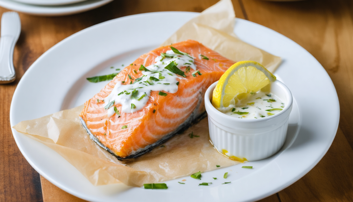 découvrez notre recette saine et savoureuse de saumon en papillote au citron, accompagnée d'une délicate sauce tartare allégée, parfaite pour un repas léger et gourmand.
