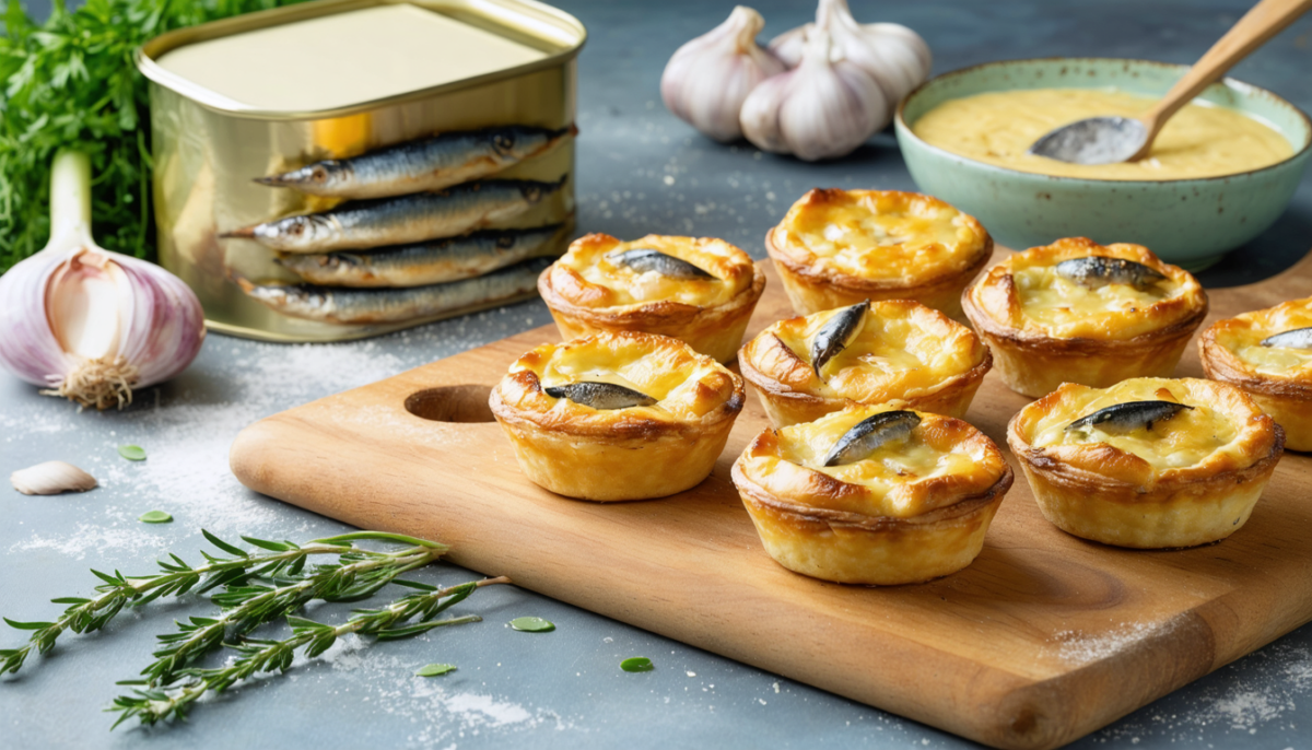 découvrez notre recette rapide de mini clafoutis légers à la sardine en boîte, une entrée savoureuse et facile à préparer pour régaler vos papilles.