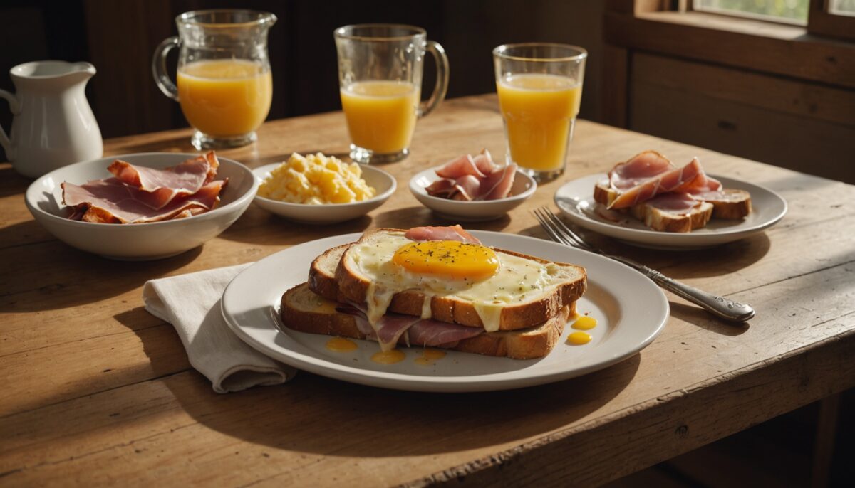 Délices rustiques : tartines gourmandes au fromage fondant, jambon savoureux et miel délicat