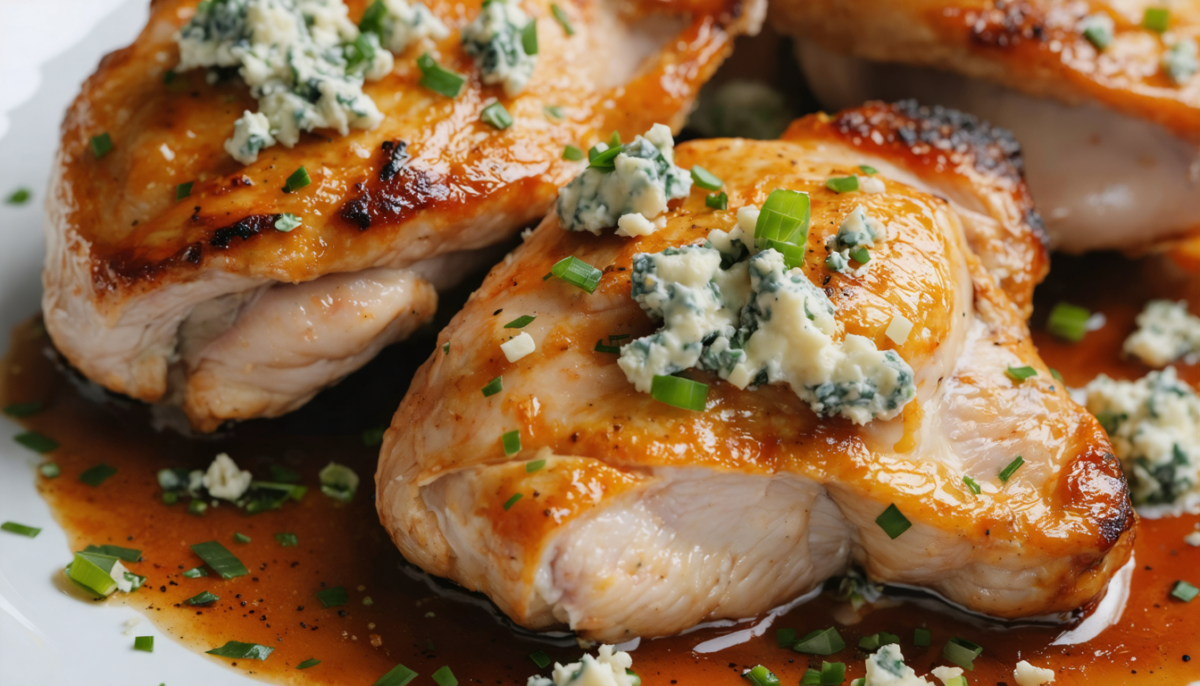 savourez nos délicieuses cuisses de poulet farcies au fromage bleu, une recette gourmande et généreuse qui ravira vos papilles à chaque bouchée.
