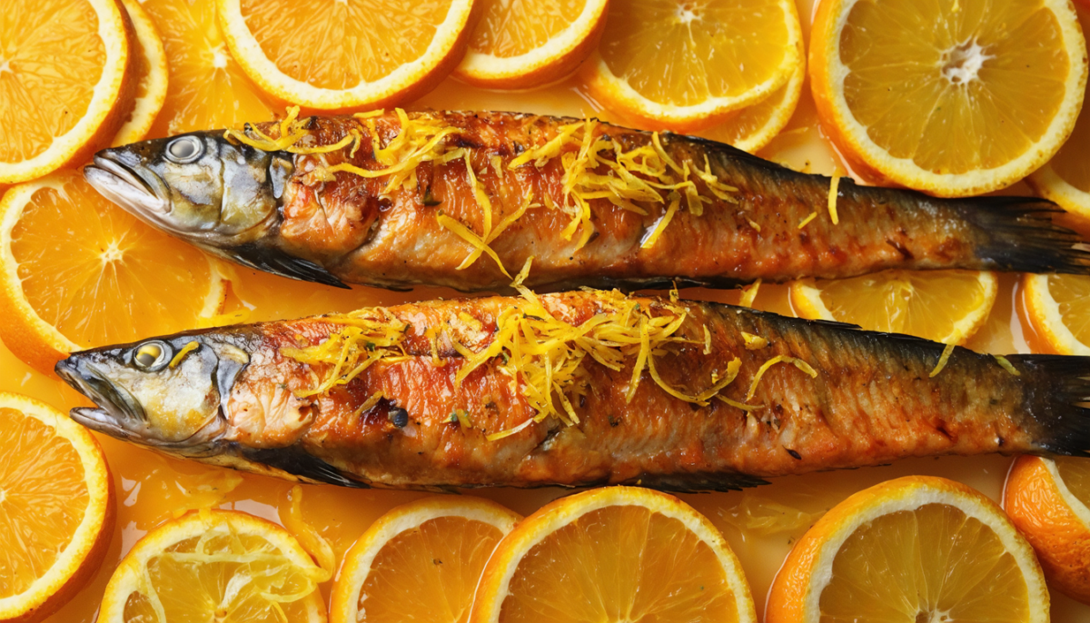découvrez notre recette de délice marin : des rougets fondants rôtis, délicatement posés sur un lit d’oranges zestées, pour une explosion de saveurs marines et fruitées.