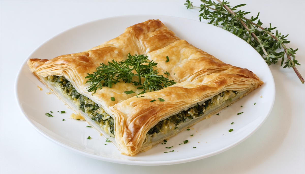 découvrez la recette authentique de la spanakopita grecque, une délicieuse tourte aux épinards et feta, facile à préparer pour un repas savoureux et traditionnel.