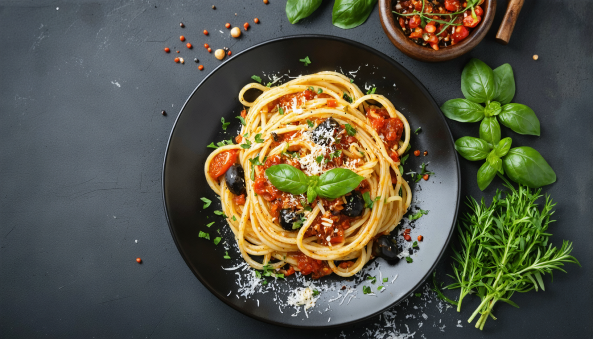 découvrez notre recette revisitée des spaghetti alla puttanesca, légère et savoureuse, alliant tomates fraîches, olives, câpres et anchois pour des saveurs méditerranéennes authentiques.