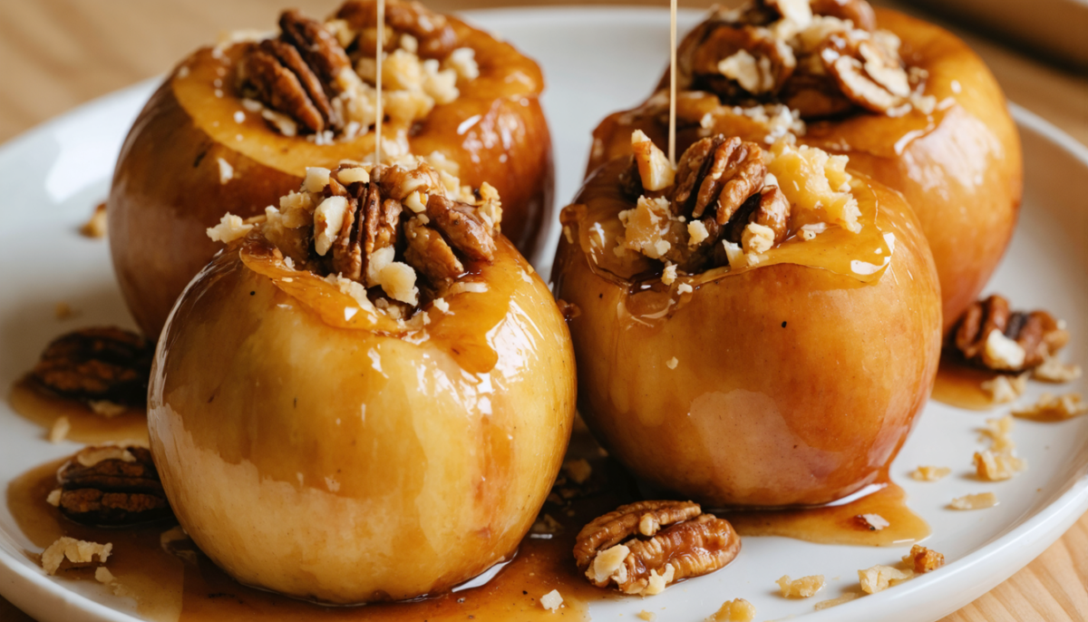 découvrez notre recette gourmande de pommes au four caramélisées au camembert, alliant douceur fruitée et saveurs fromagères pour un dessert original et savoureux.