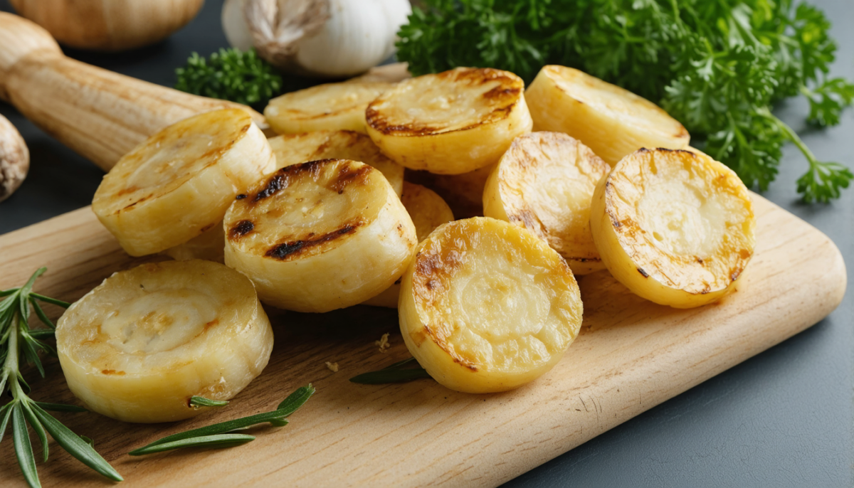 découvrez nos délices provençaux avec des toasts de panais rôtis, nappés de fromage frais et rehaussés d'aromates méditerranéens pour une explosion de saveurs authentiques.