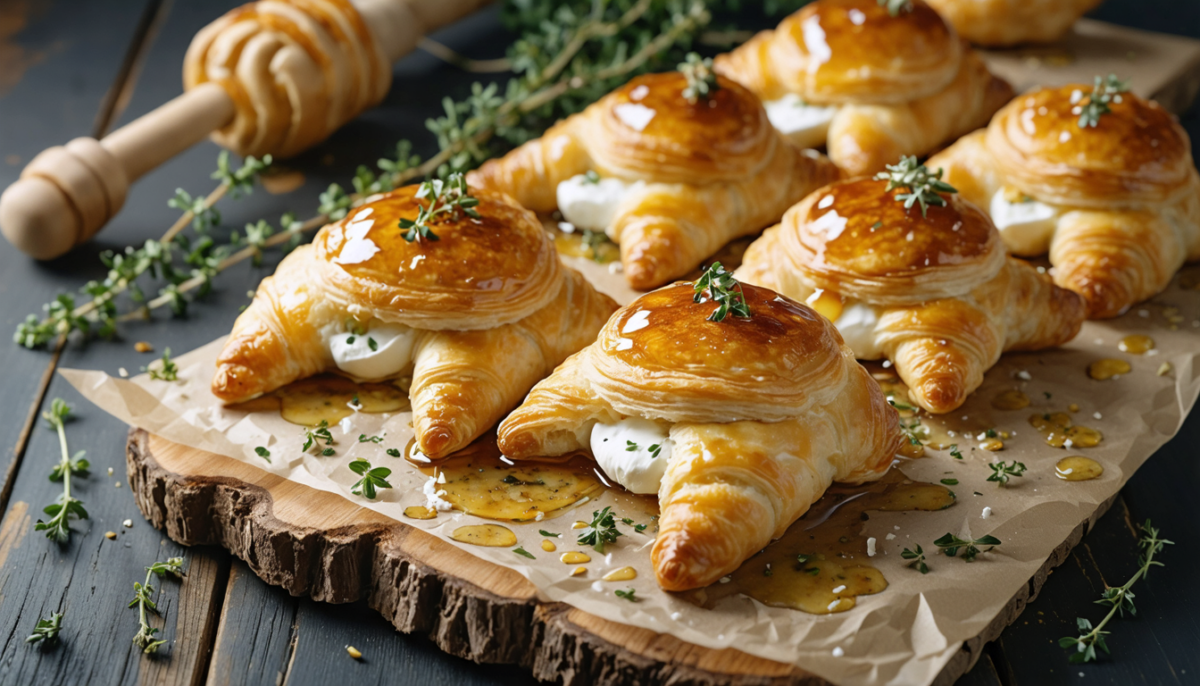 découvrez notre recette savoureuse de délices feuilletés au chèvre frais nappés de miel, parfaits pour un apéritif gourmand et facile à réaliser.