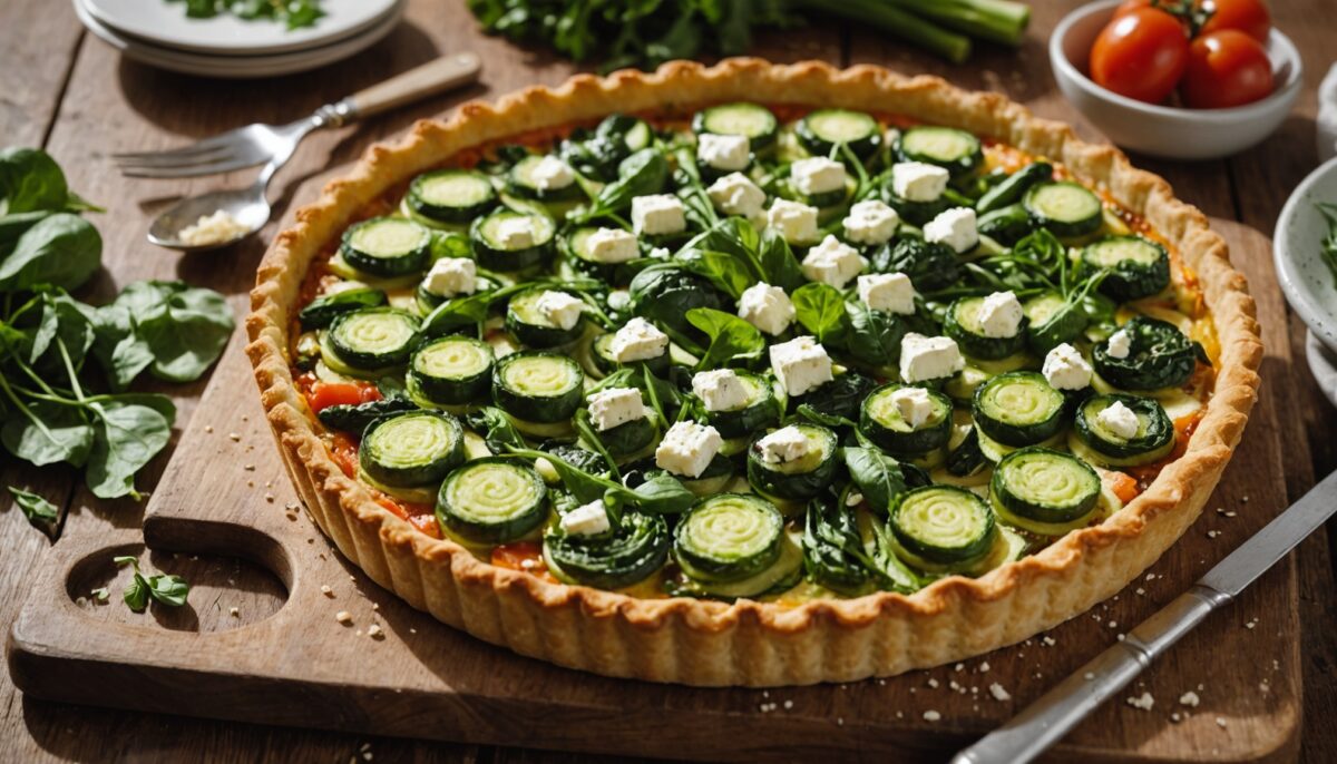 Tarte légère aux légumes verts et feta : une recette saine et pleine de saveurs à tester absolument