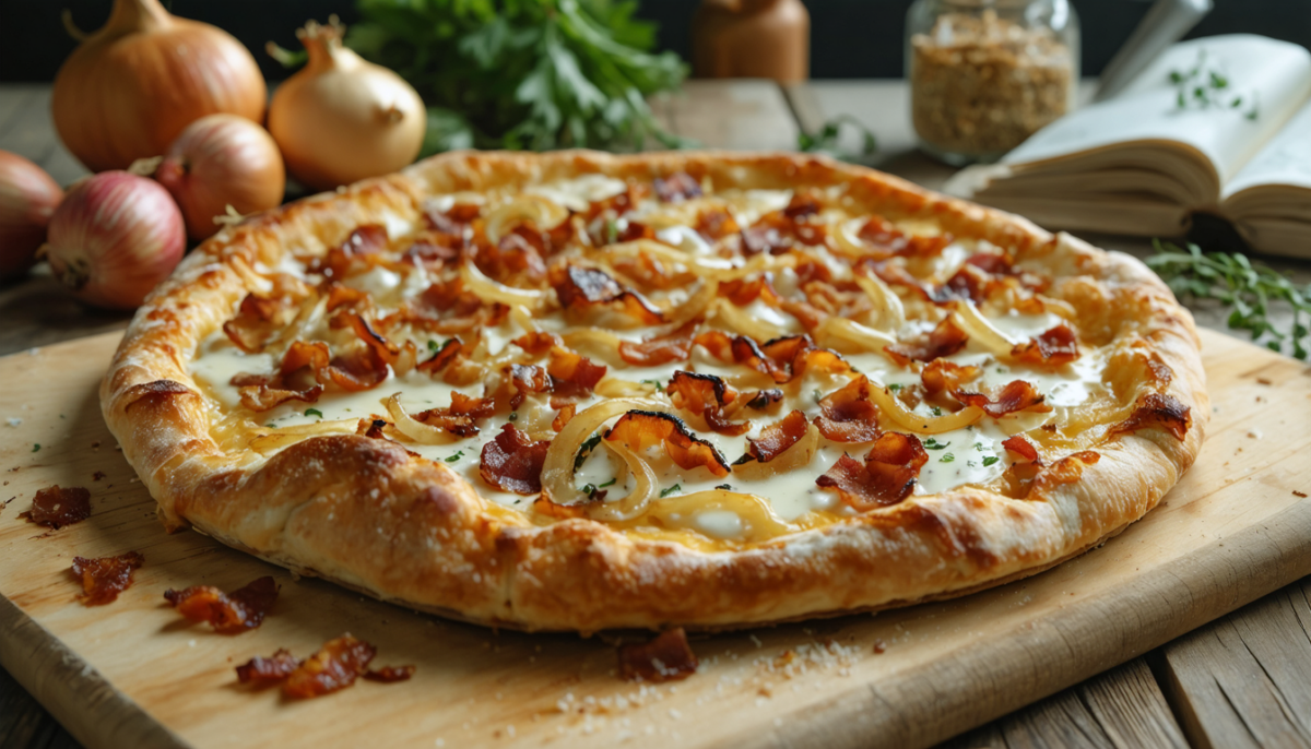 découvrez notre recette express de flammekueche, un délice croustillant et savoureux à préparer facilement pour un repas rapide et gourmand.