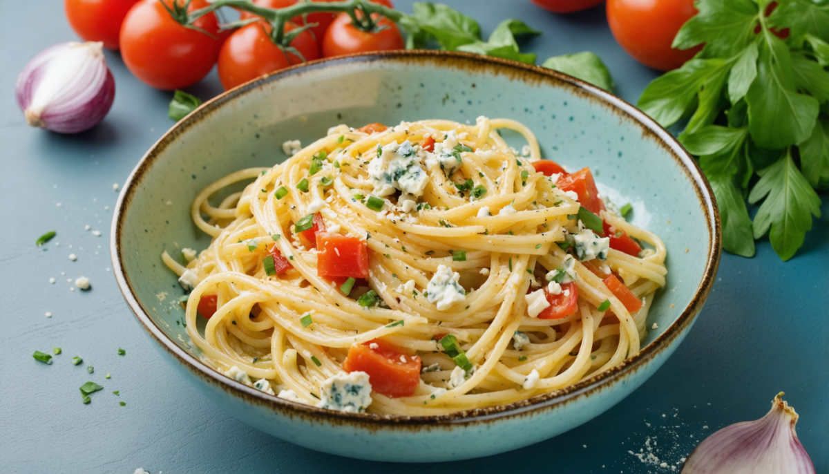 découvrez notre recette gourmande de spaghetti aux légumes, nappés d'une sauce onctueuse au fromage bleu, pour un plat savoureux et réconfortant à partager.