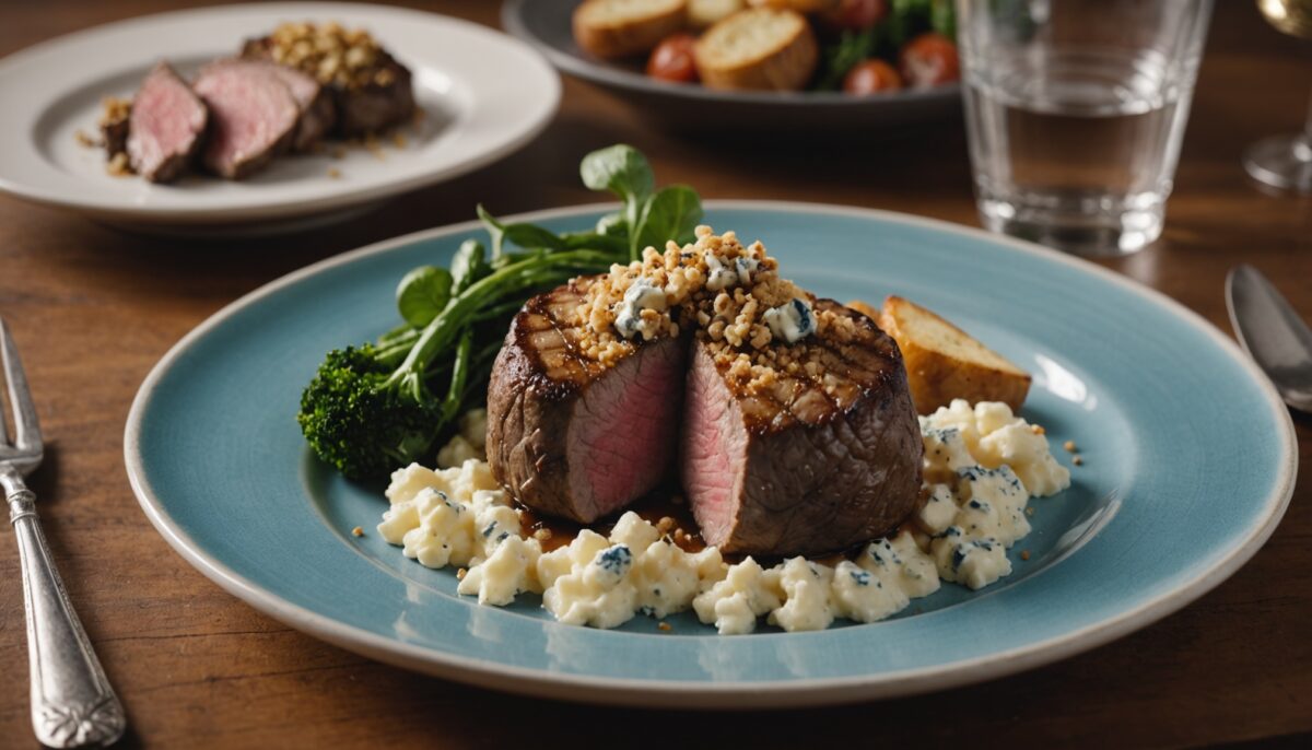 Délice de filet mignon de veau nappé d'un crumble croquant au fromage bleu : une recette pleine de gourmandise
