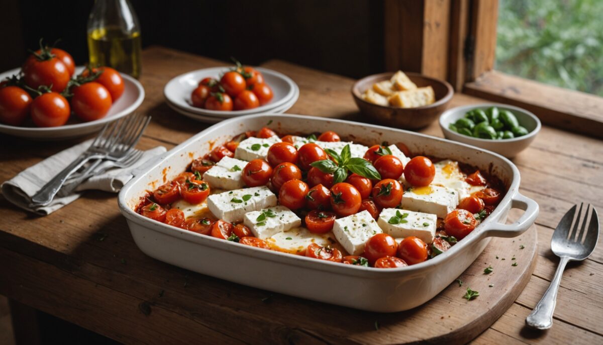 Délices au four : Feta fondante et tomates rôties pour une explosion de saveurs