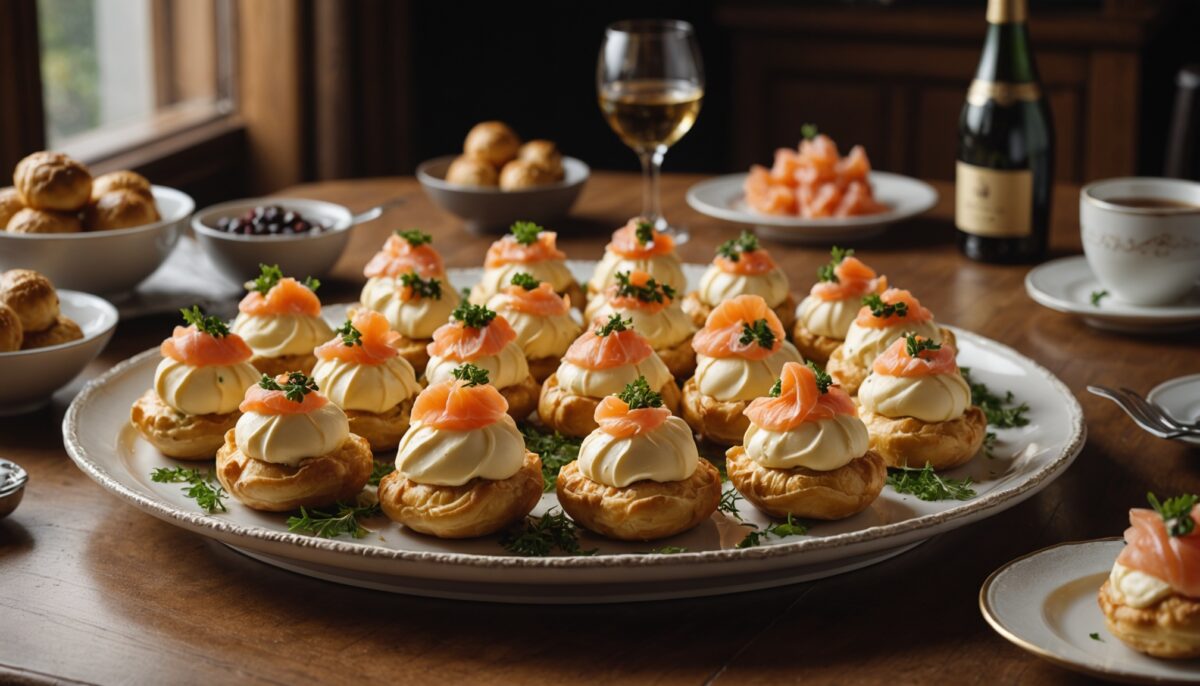 Profiteroles légères : une alliance délicate de fromage frais et saumon fumé