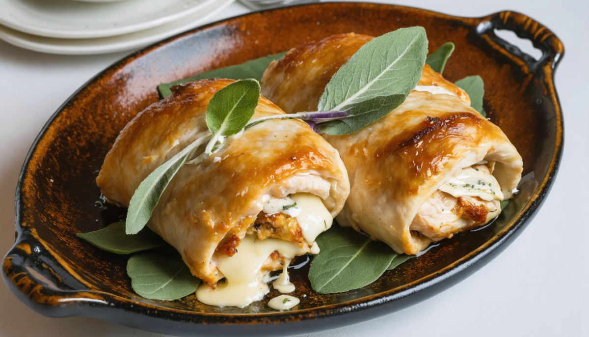 découvrez nos roulés de poulet au camembert fondant et à la sauge parfumée, une recette légère et savoureuse pour un repas gourmand et équilibré.