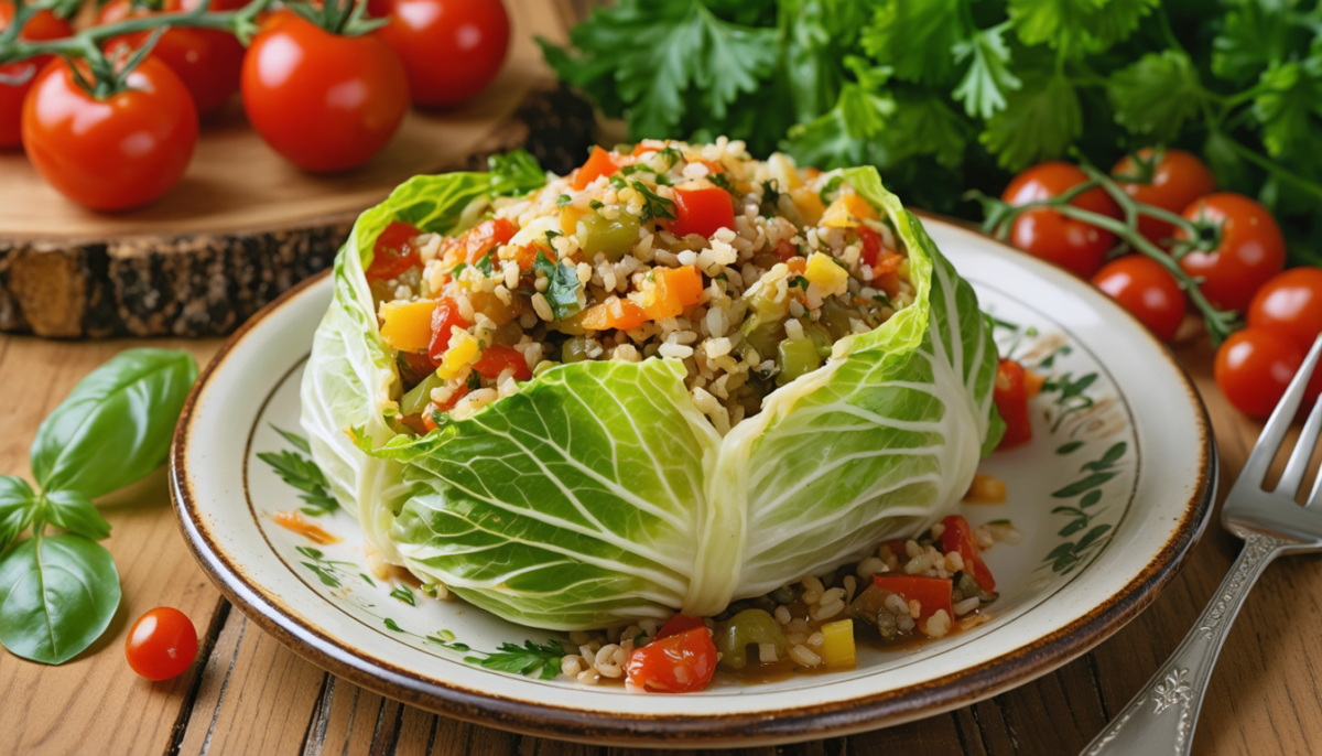 découvrez notre recette gourmande de chou farci végétarien, 100% végétale et pleine de saveurs, idéale pour un repas sain et délicieux.