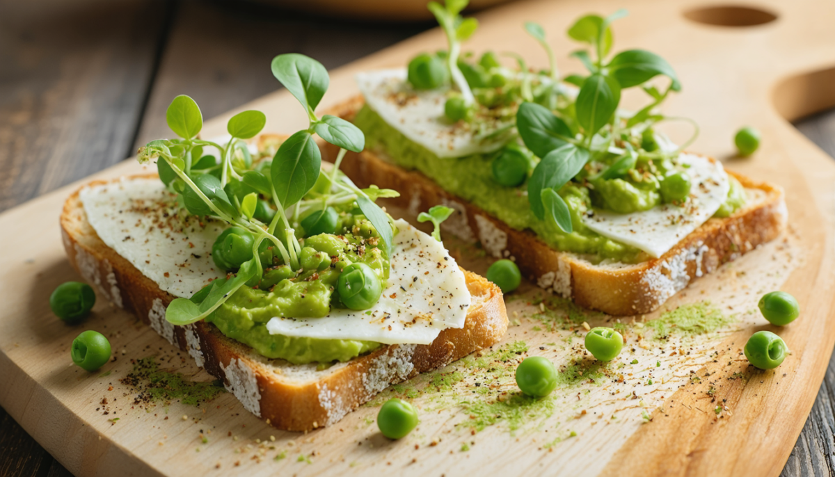découvrez nos délicieux sandwichs gourmands garnis d'une crème onctueuse de petits pois et de fromage frais, pour une pause savoureuse et légère.