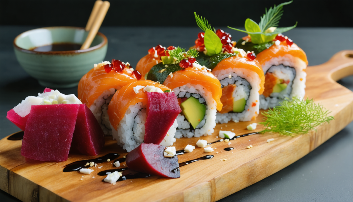 découvrez une recette créative et gourmande de sushi à la betterave, avocat et fromage provençal, alliant fraîcheur et saveurs originales pour un repas sain et délicieux.