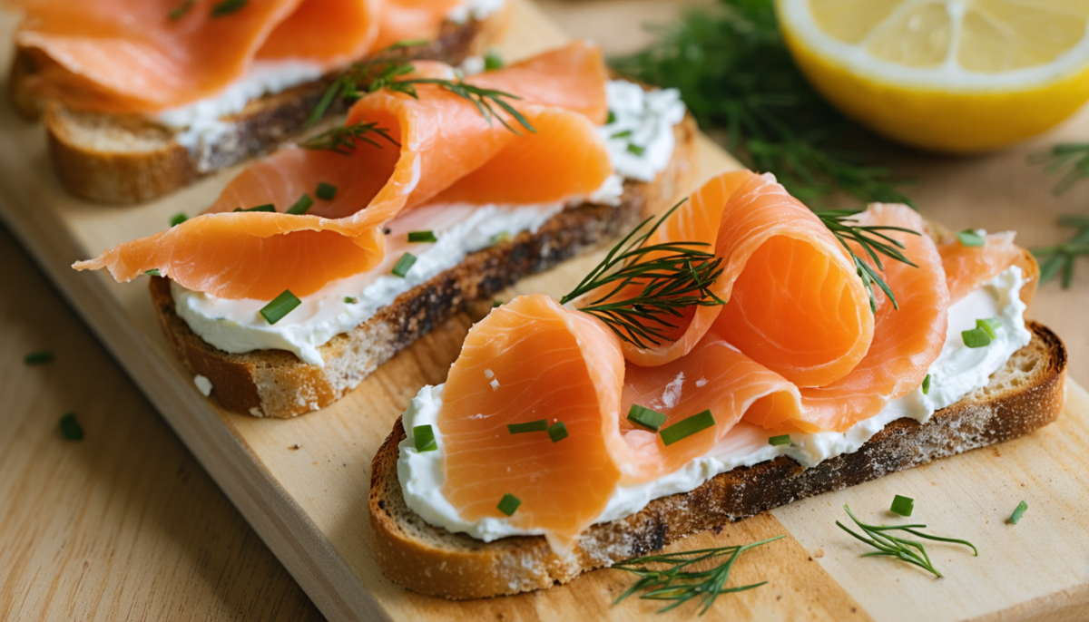 découvrez une recette simple et délicieuse de toasts garnis de fromage frais et de saumon fumé, parfaite pour un apéritif gourmand ou un brunch raffiné.