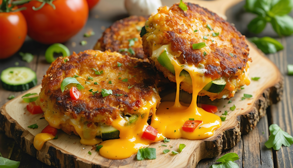 découvrez nos galettes de légumes croquantes et savoureuses, agrémentées d'un fromage italien fondant pour un délice gourmand et facile à préparer.