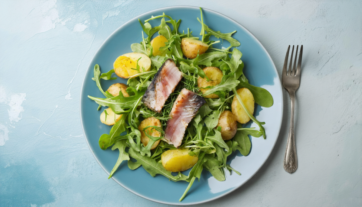 découvrez la salade de hareng et pommes de terre revisitée avec une touche exotique de tobiko yuzu. un délice marin frais et raffiné pour éveiller vos papilles.