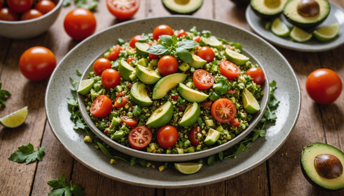 Salade Fraîcheur de Quinoa : Avocat Crémeux, Tomates juteuses & Zeste de Citron Vert