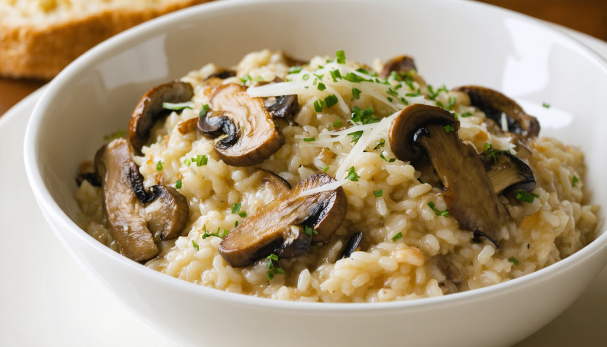 découvrez notre risotto aux champignons savoureux, riche en saveurs et agrémenté de fromage fondant pour un délice onctueux incontournable.