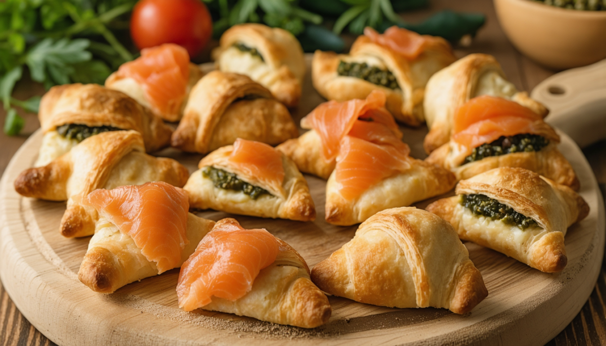 découvrez nos croissants apéritifs miniatures au fromage, ail et fines herbes, parfaits pour un moment gourmand et convivial à partager.