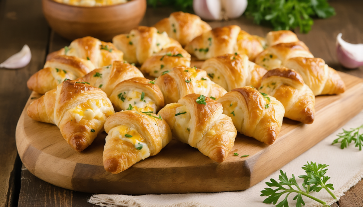 découvrez nos mini croissants au fromage, ail et fines herbes, des délices apéritifs parfaits pour toutes vos occasions conviviales. savourez chaque bouchée gourmande et facile à préparer.