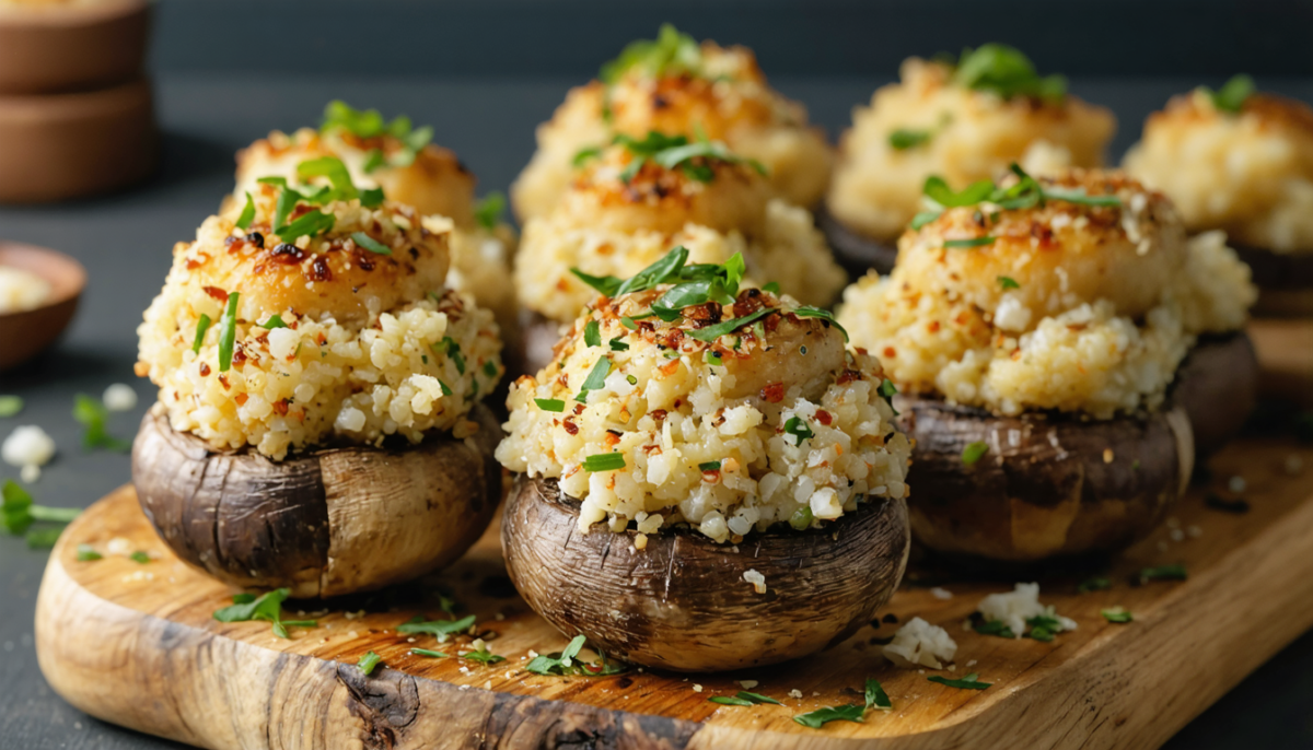 découvrez une recette savoureuse de champignons farcis au quinoa et fromage frais, idéale pour un repas gourmand et équilibré.