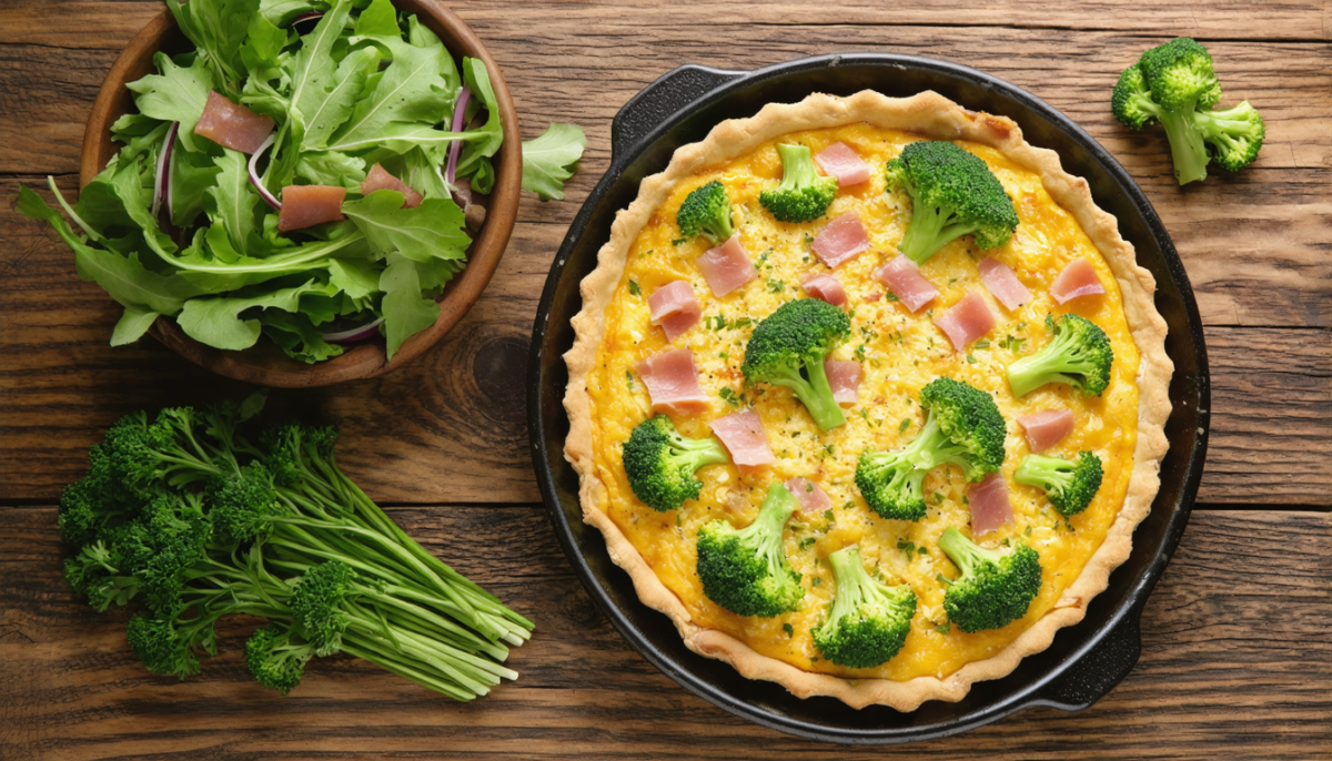 découvrez une recette simple et légère de quiche au brocoli, jambon et semoule, parfaite pour un repas sain et savoureux en toute simplicité.