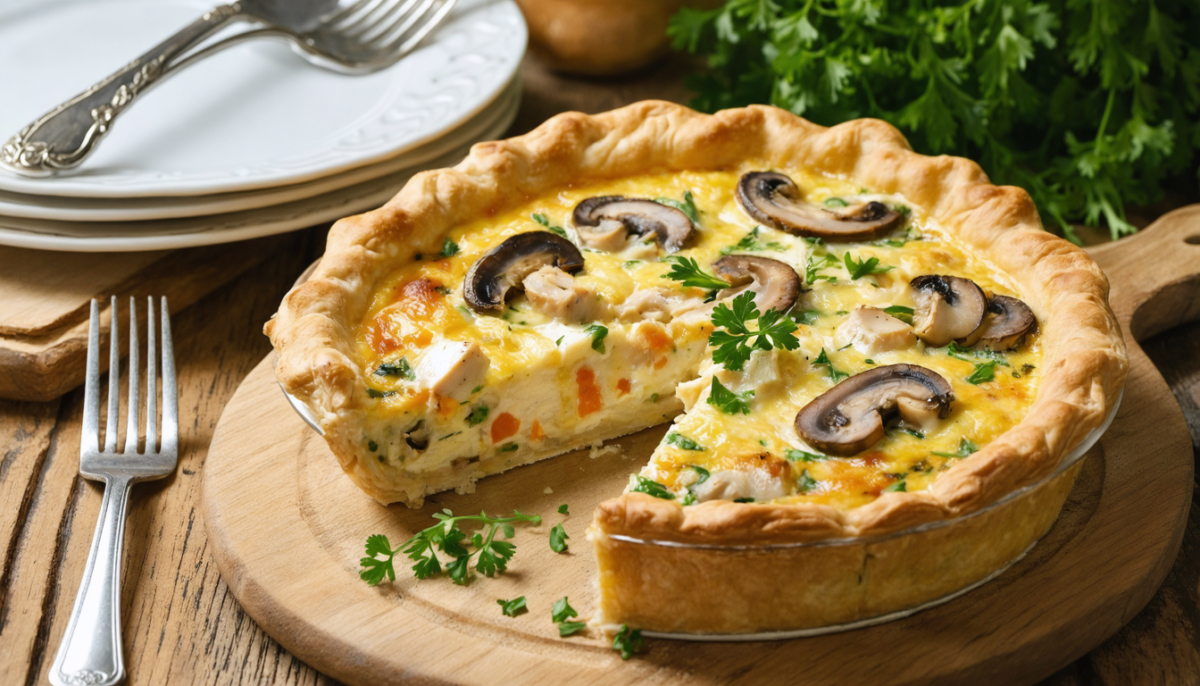 découvrez notre recette légère et simple de quiche gourmande au poulet et champignons, parfaite pour un repas savoureux et équilibré en toute simplicité.