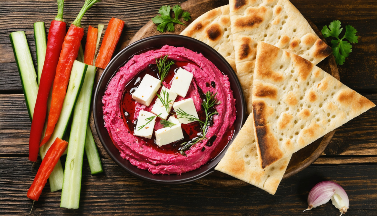 découvrez notre recette gourmande de houmous à la betterave et au fromage frais, une explosion de saveurs colorée et saine pour vos apéritifs et repas légers.