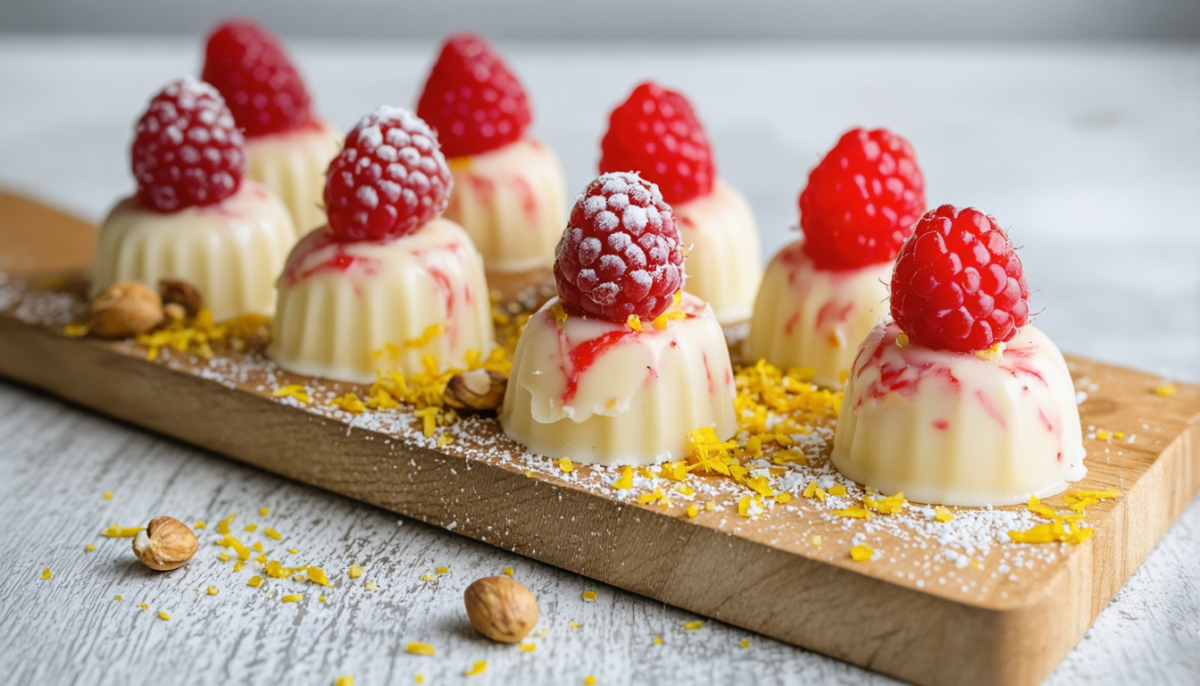découvrez des recettes simples et délicieuses de bouchées légères aux framboises et chocolat blanc, parfaites pour une gourmandise saine et facile à préparer.