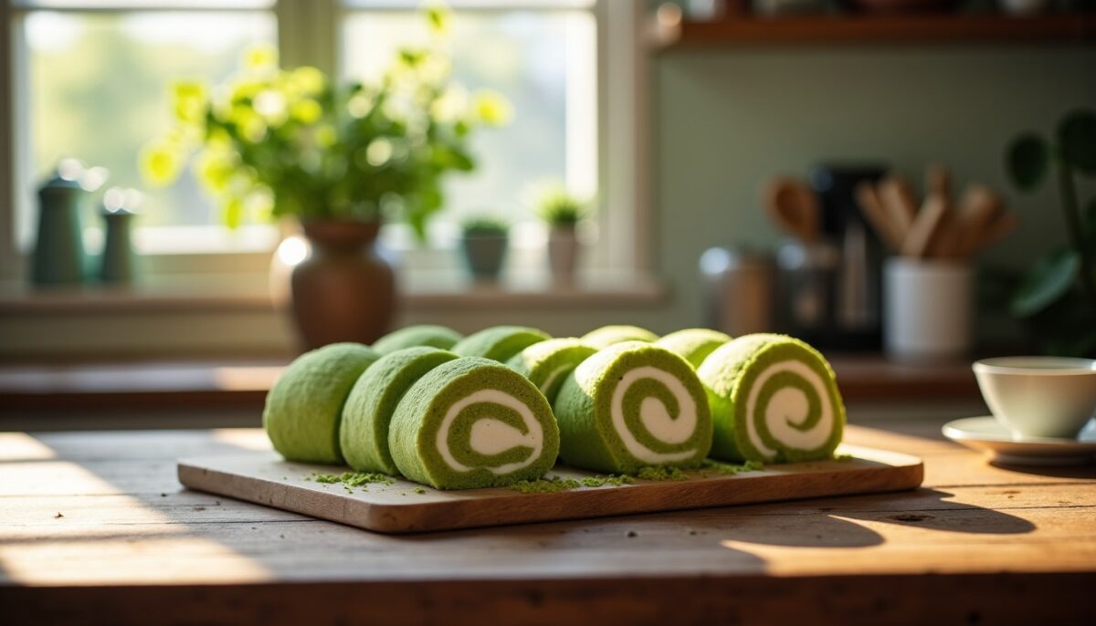 Délicieux roulés au matcha et crème vanillée : une recette légère et pleine de saveurs