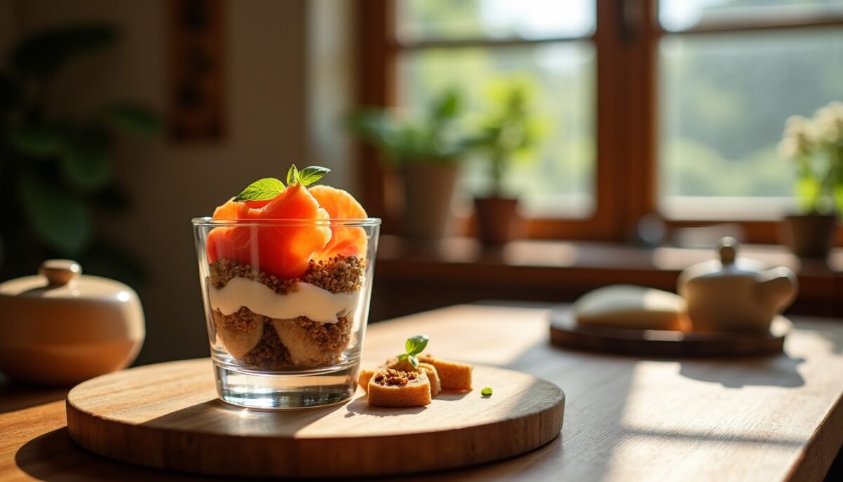 Délice en Verrines : Saumon Fumé, Pain d’Épices et Fromage Frais pour une Recette Raffinée