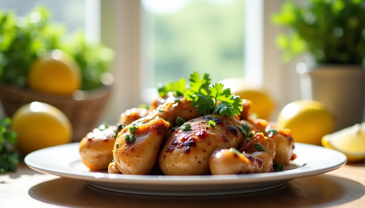 Délice léger pour le Ramadan : Poulet mariné au citron et coriandre