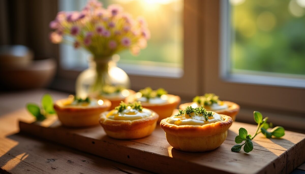 Délicates Mini-Tartelettes au Fromage Frais, Ail, Fines Herbes et Miel