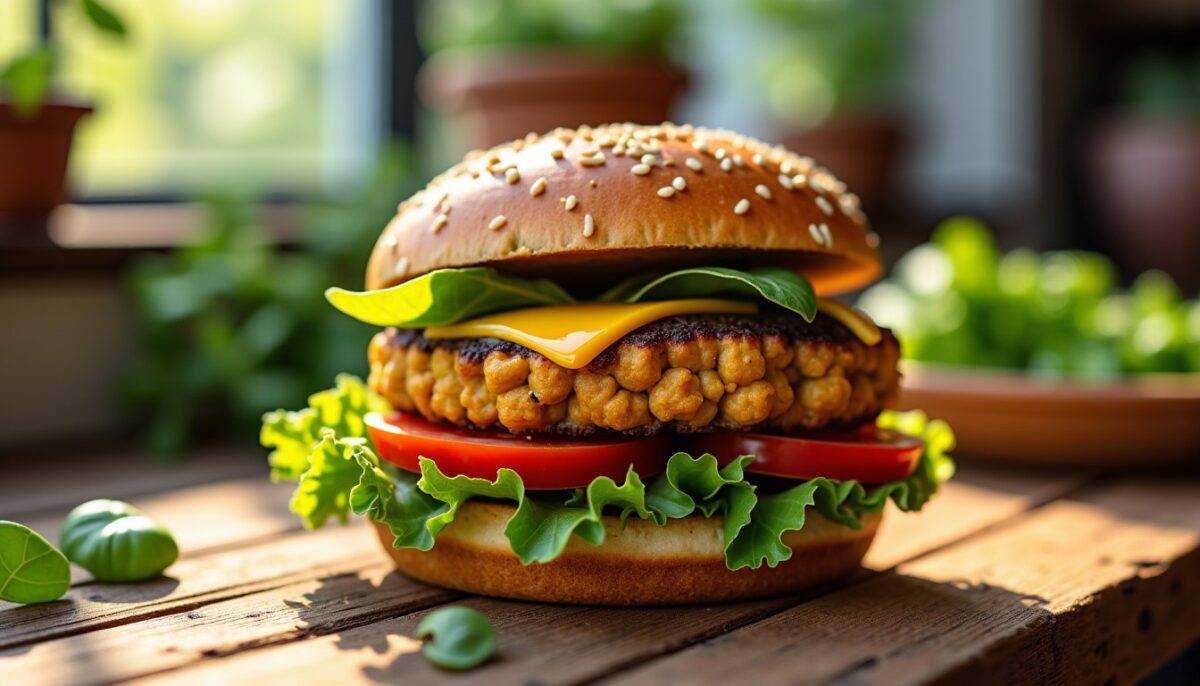 Délicieux Burger Végétarien : Galettes Maison aux Pois Chiches et Fromage Frais Onctueux