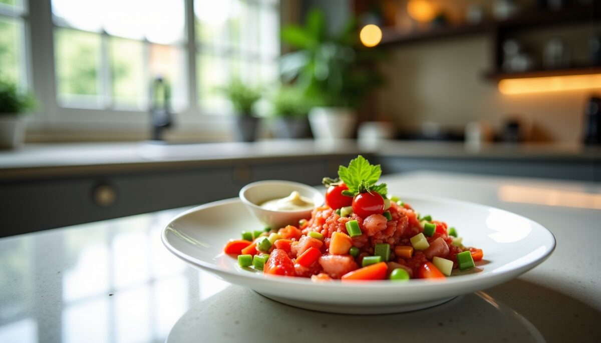 Recette facile : Tartare de légumes frais, surimi savoureux et mayonnaise légère