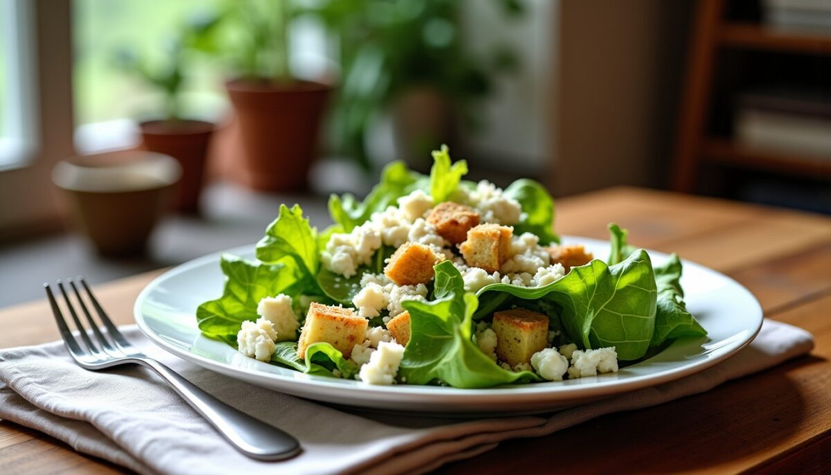 Découvrez notre recette originale de salade César revisitée au fromage bleu
