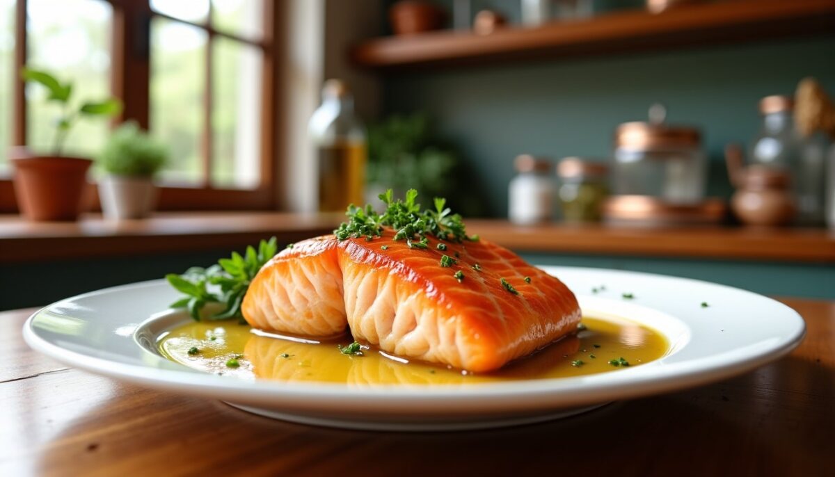 Délicieux pavé de saumon nappé d'une sauce au vin blanc légère : recette simple à réaliser